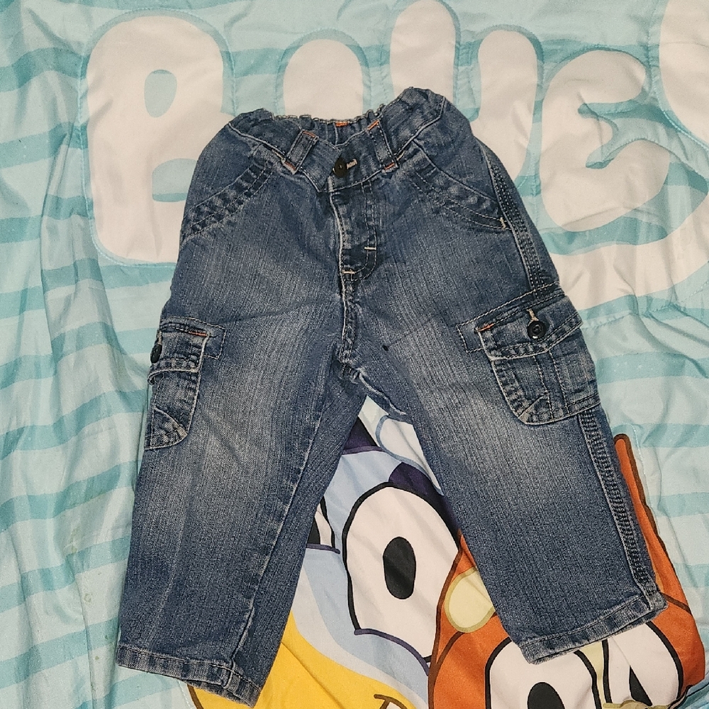 Stylish Blue Kids Denim Cargo Pants